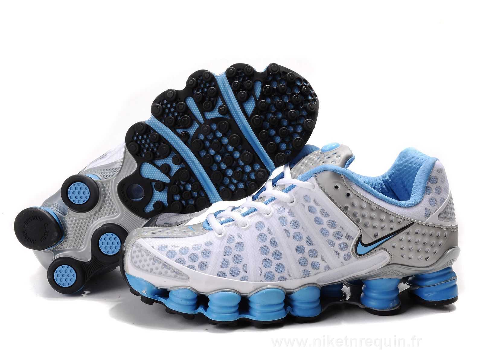 Femmes Argente Et Bleu Nike Shox Tl3